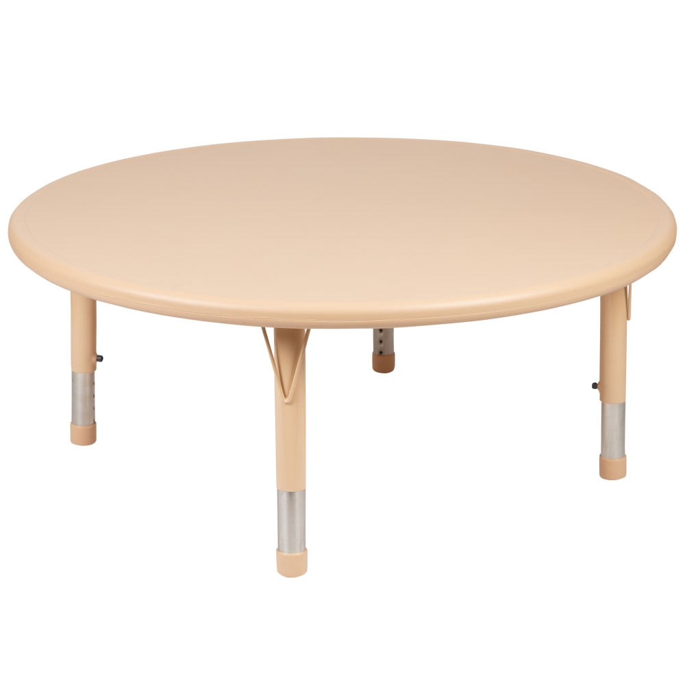 Flash Furniture 45inW Round Adjustable Activity Table, Natural