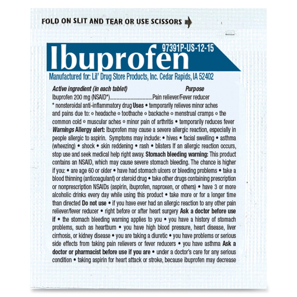 Lil Drug Store Ibuprofen Tablets - For Fever, Pain, Headache, Arthritis, Muscular Pain, Backache, Menstrual Cramp, Common Cold - 50 / Box