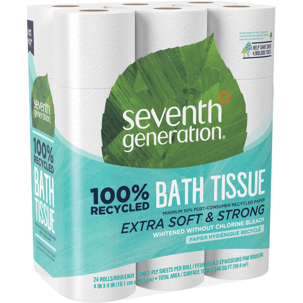 Seventh Generation 2-Ply Toilet Paper, 100% Recycled, 300 Sheets Per Roll, Pack Of 24 Rolls