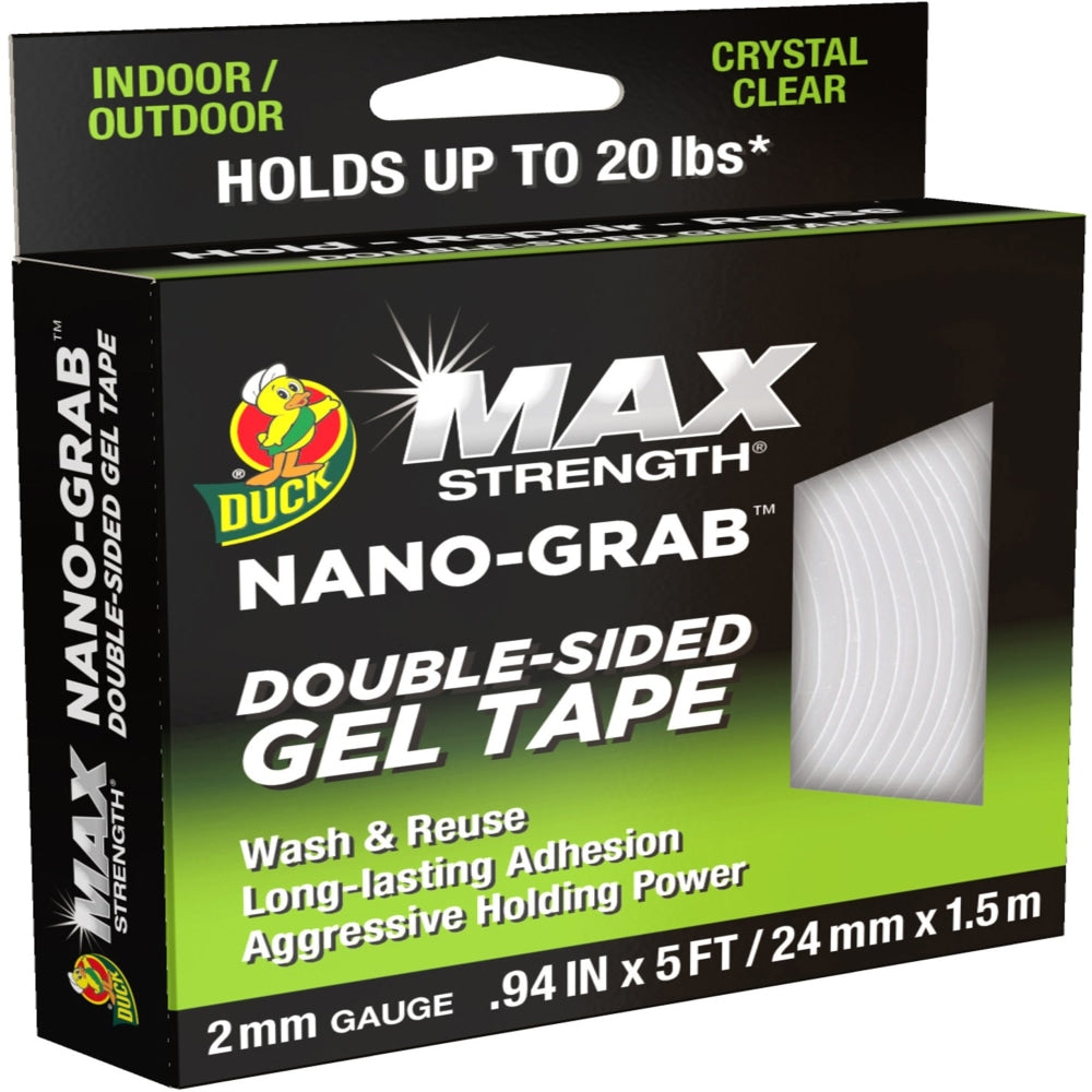 Duck Max Strength Double-Sided Gel Tape - 5 ft Length x 0.94in Width - Gel - 1 Each - Clear