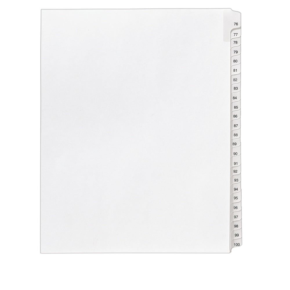 Avery Allstate-Style Collated Legal Exhibit Dividers, 8 1/2in x 11in, White Dividers/White Tabs, 76-100, Pack Of 25 Tabs