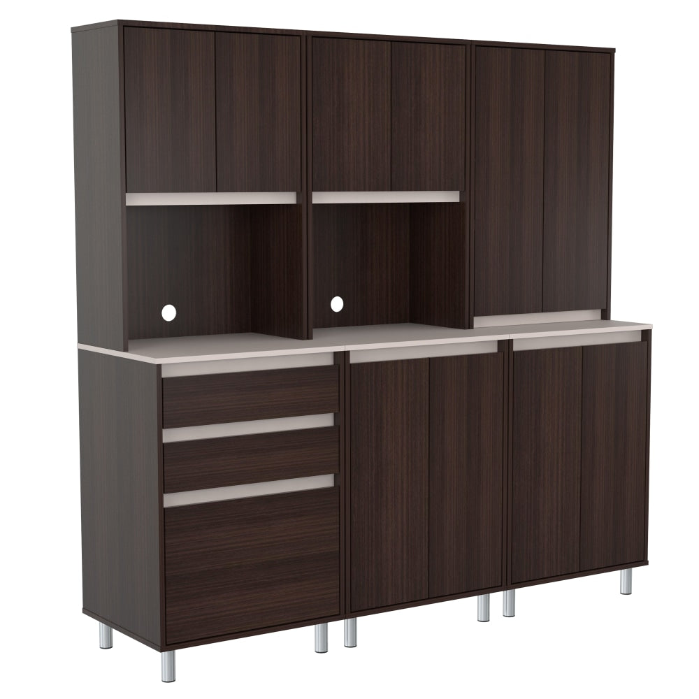 Inval Ambrossia 3-Piece Melamine Breakroom Storage System, 70-7/8inH x 23-5/8inW x 19-5/8inD, Espresso/Ambar Gray