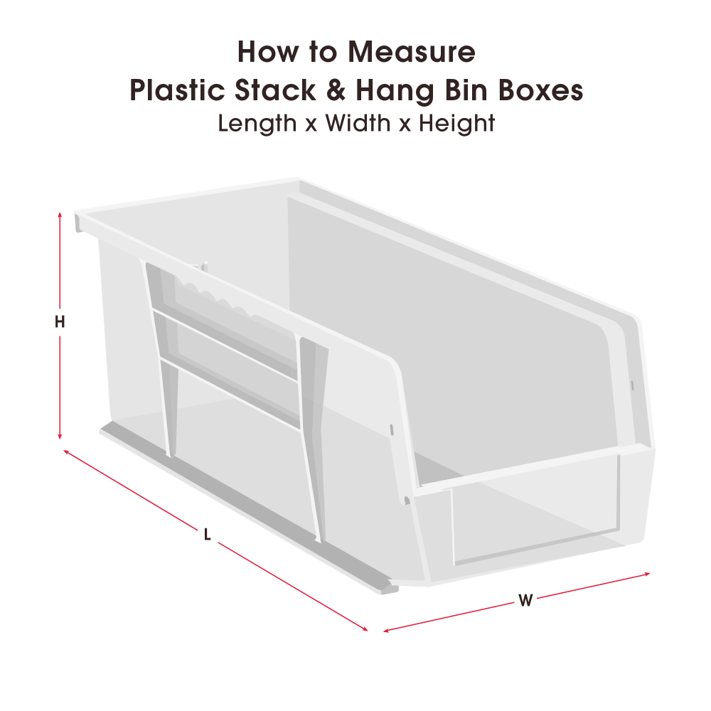 Partners Brand Plastic Stack & Hang Bin Boxes, Medium Size, 14 3/4in x 8 1/4in x 7in, Clear, Pack Of 12