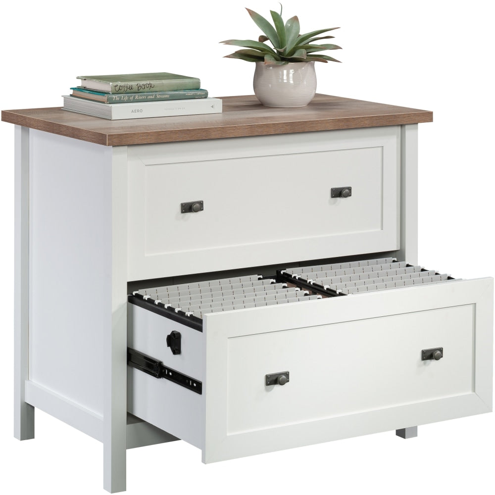 Sauder Cottage Road 33-5/8inW x 20-1/2inD Lateral 2-Drawer File Cabinet, White/Lintel Oak