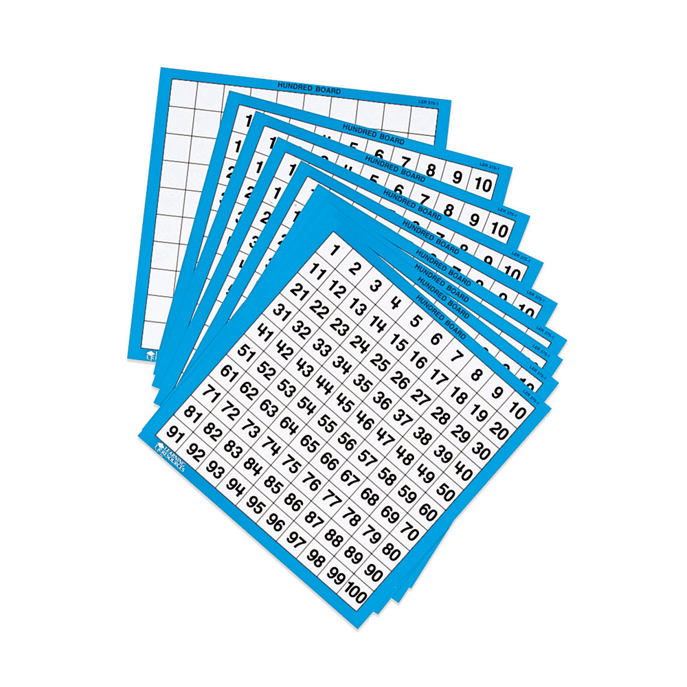 Learning Resources Laminated Hundred Boards, Ages 5-12, Pack Of 10