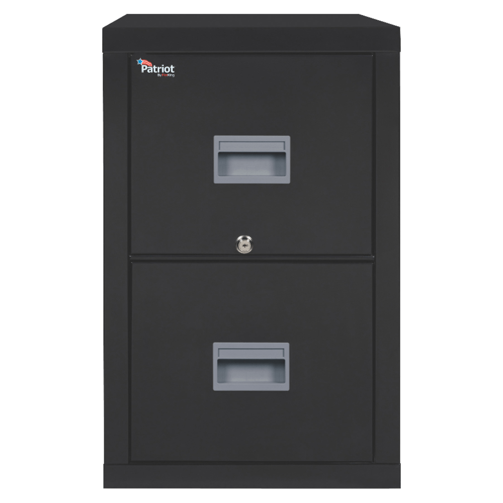 FireKing Patriot 31-5/8inD Vertical 2-Drawer Letter-Size Fireproof File Cabinet, Metal, Black, White Glove Delivery