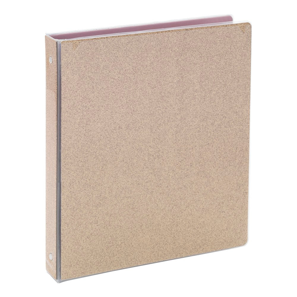 Office Depot Brand Fashion 3-Ring Binder, 1in Round Rings, Gold Glitter