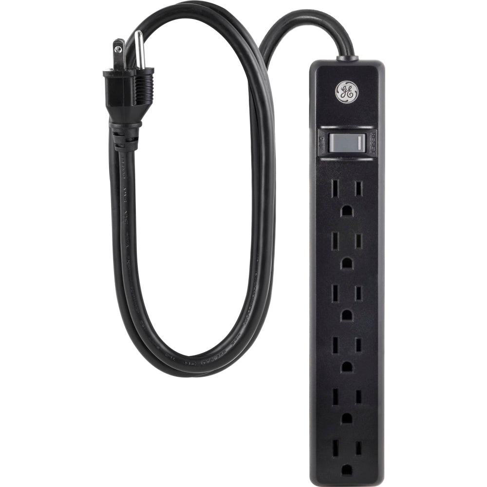 GE 6-Outlet Power Strip, 6ft Cord, Black