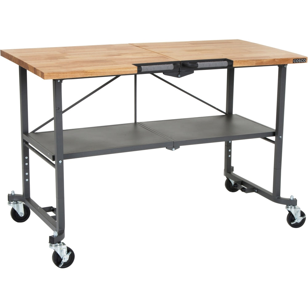 Cosco SmartFold Butcher Block Portable Workbench - 400 lb Capacity x 52in Table Top Width x 34.80in Table Top Depth - 25.50in Height - Assembly Required - Gray - 1 Each