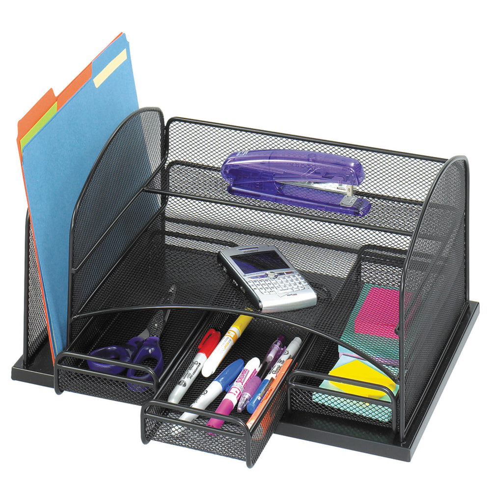 Safco 3-Drawer Desktop Organizer, 16inH x 11 3/8inW x 8inD, Black