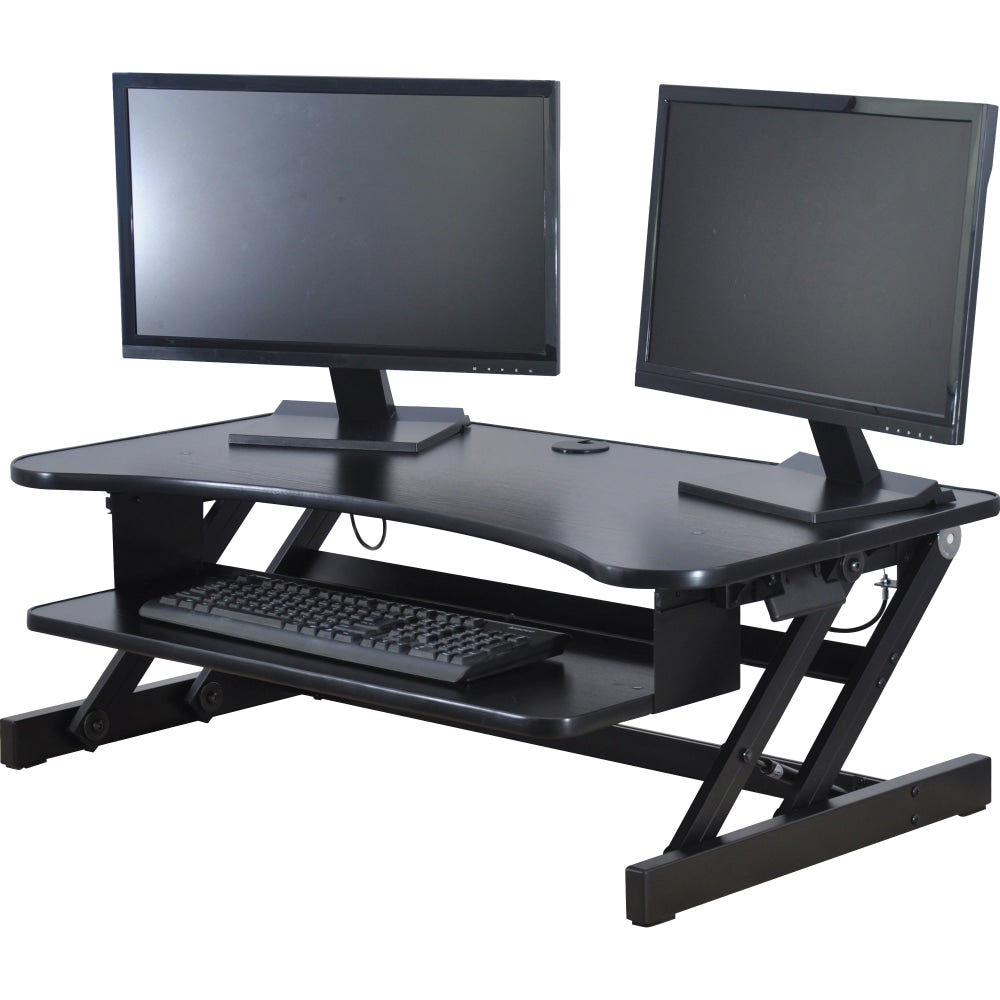 Lorell Deluxe Sit-To-Stand Desk Riser,16-1/2inH x 38inW x 28inD, Black