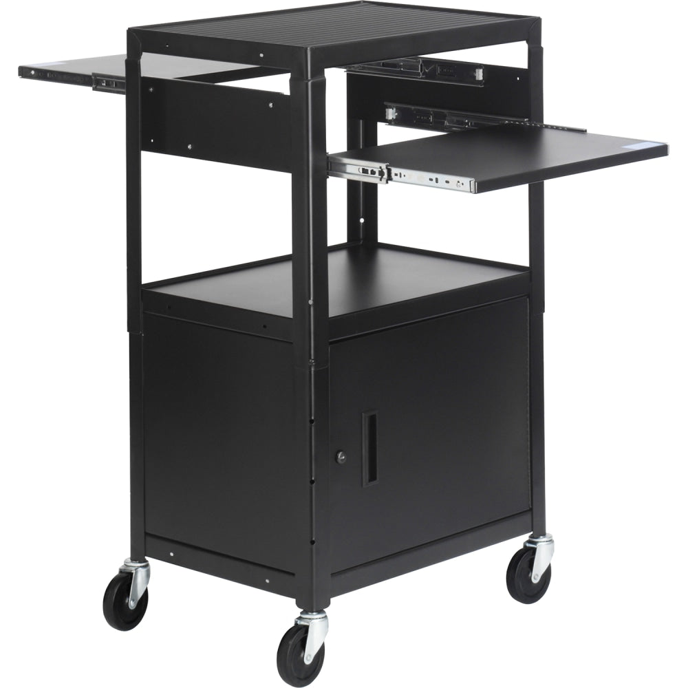 Bretford Basics Adjustable Multimedia Cart With Cabinet CA2642DNS - Cart - for projector / notebook / document camera - steel - black powder