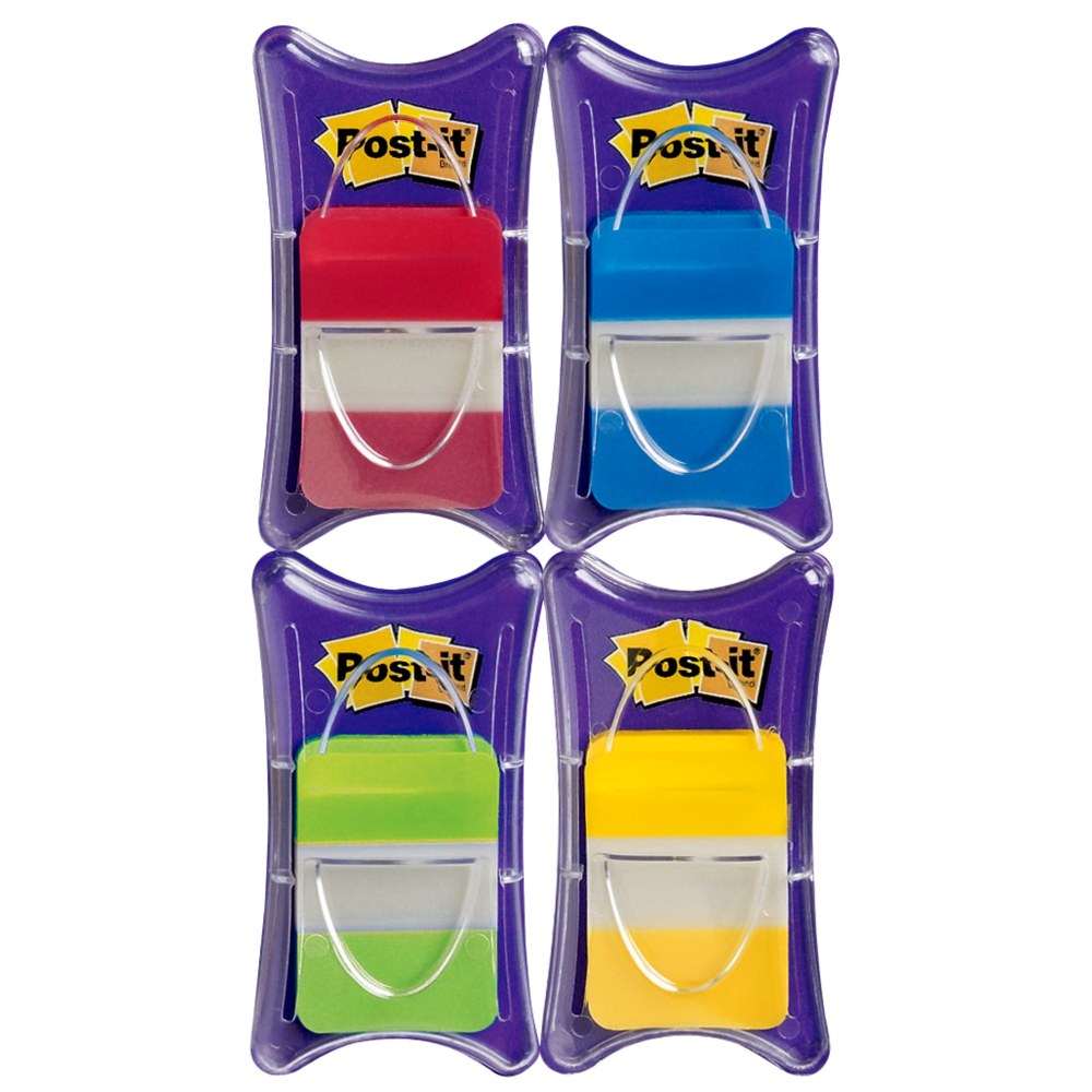 Post-it Notes Durable Filing Tabs, 1in, Assorted Colors, 25 Flags Per Pad, Pack of 4