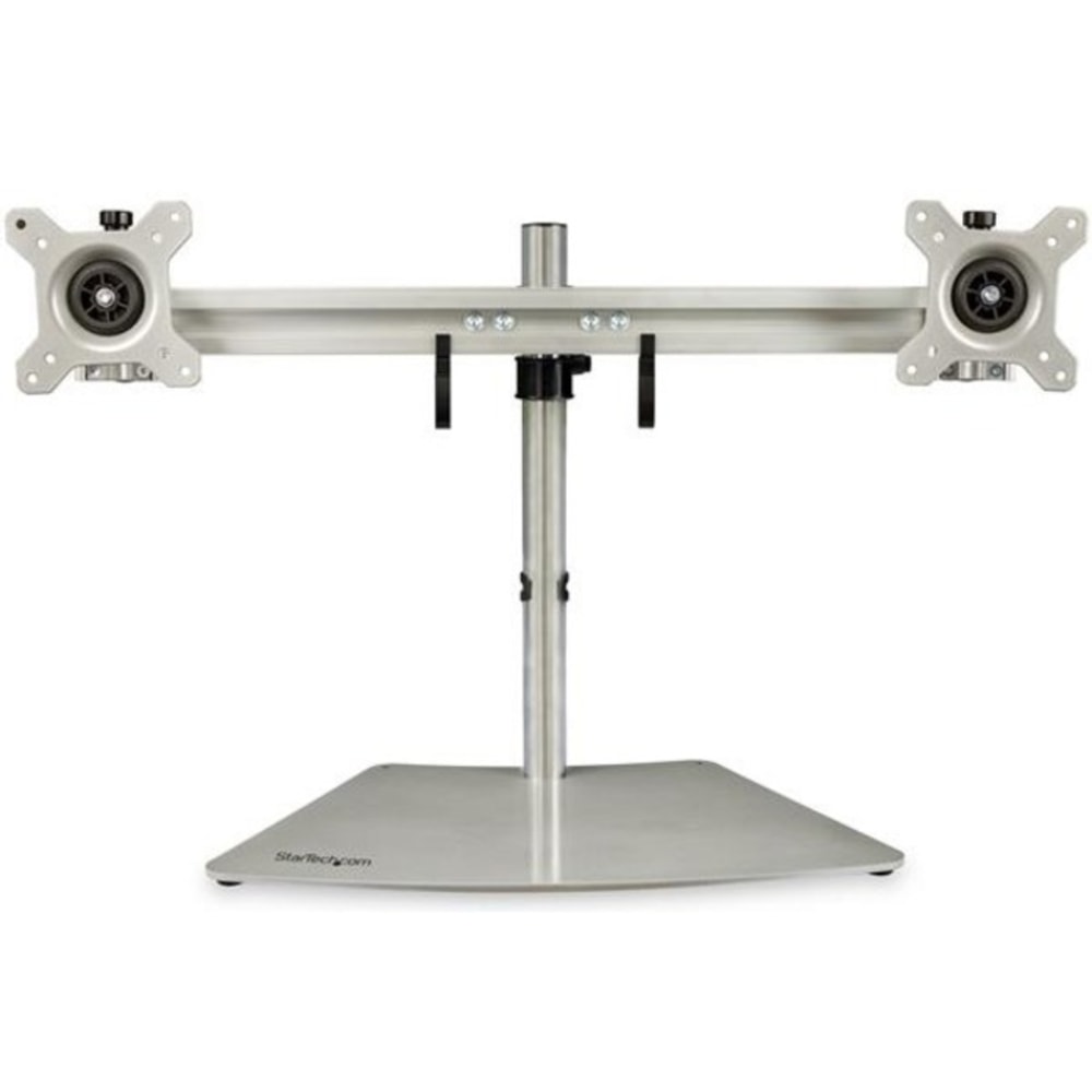 StarTech.com Dual-Monitor Stand - Horizontal - For up to 24 VESA Mount Monitors - Silver - Up to 24 Screen Support - 35.27 lb Load Capacity - 16.1 Height x 37.4 Width - Desktop, Freestanding - Steel, Aluminum, Plastic - Silver