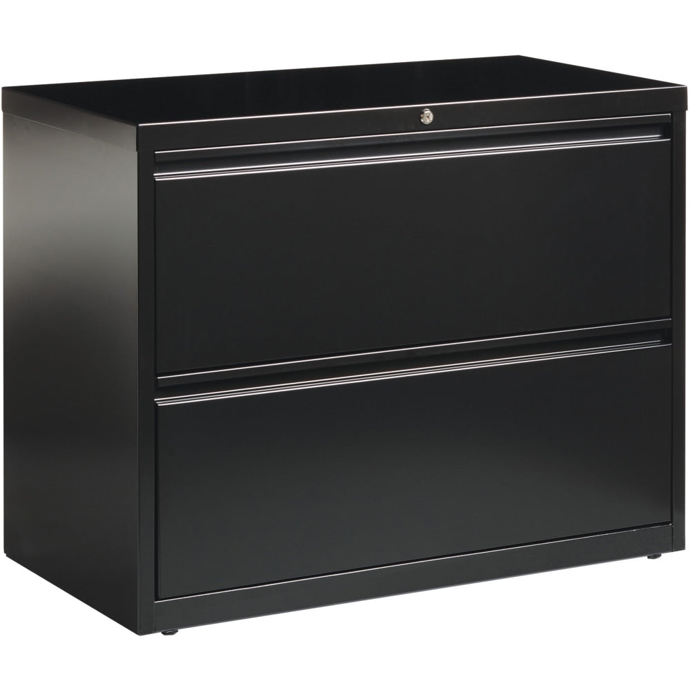 Lorell Fortress 36inW x 18-5/8inD Lateral 2-Drawer File Cabinet, Black