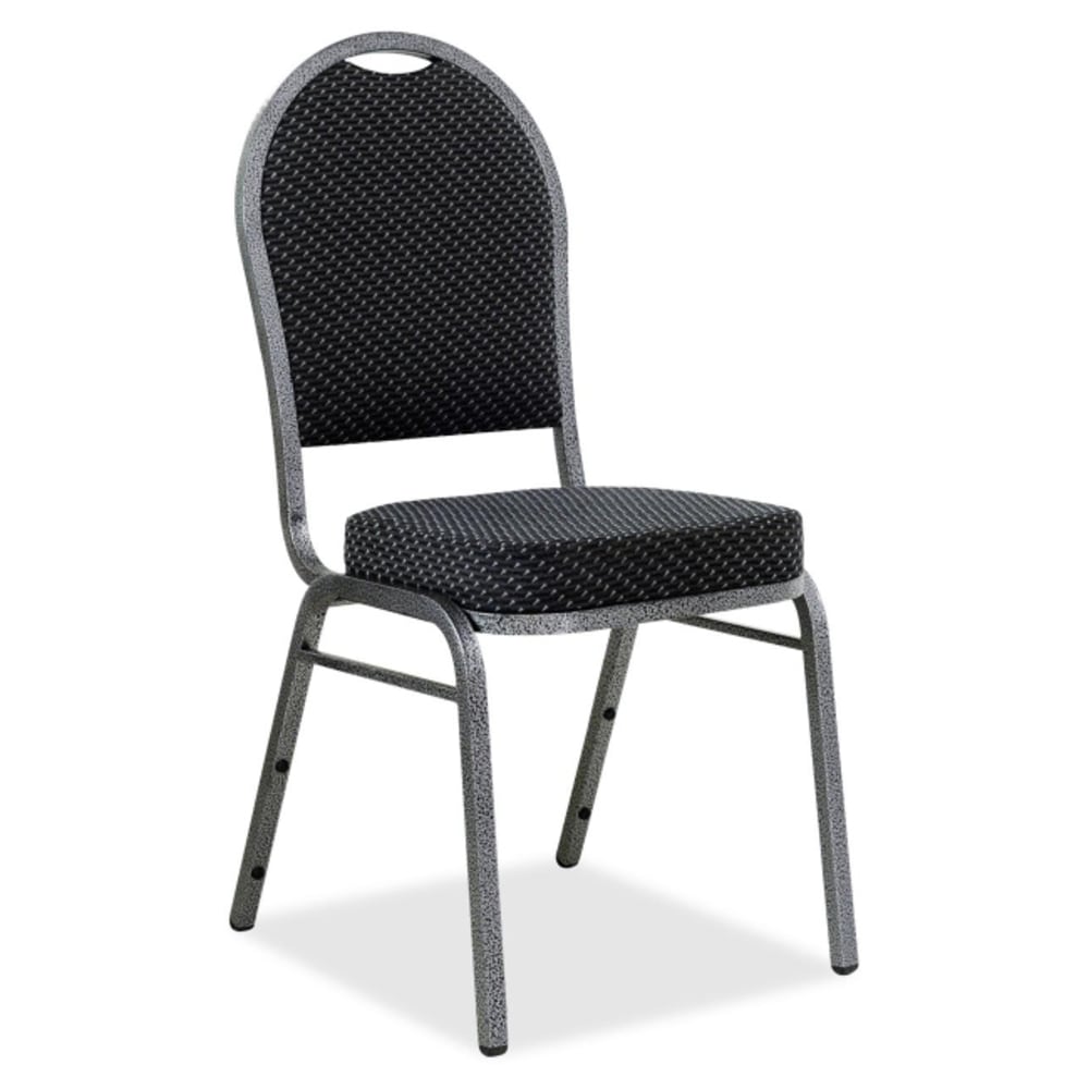 Lorell Banquet Stack Chairs, Textured Fabric, Black/Gray, Set Of 4