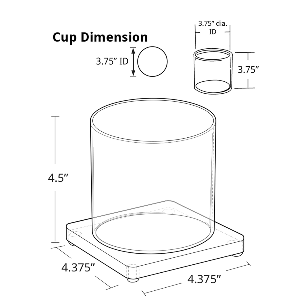 Azar Displays Acrylic Deluxe Single Cup Holder, 4-1/2inH x 4-3/8inW x 4-3/8inD, Clear