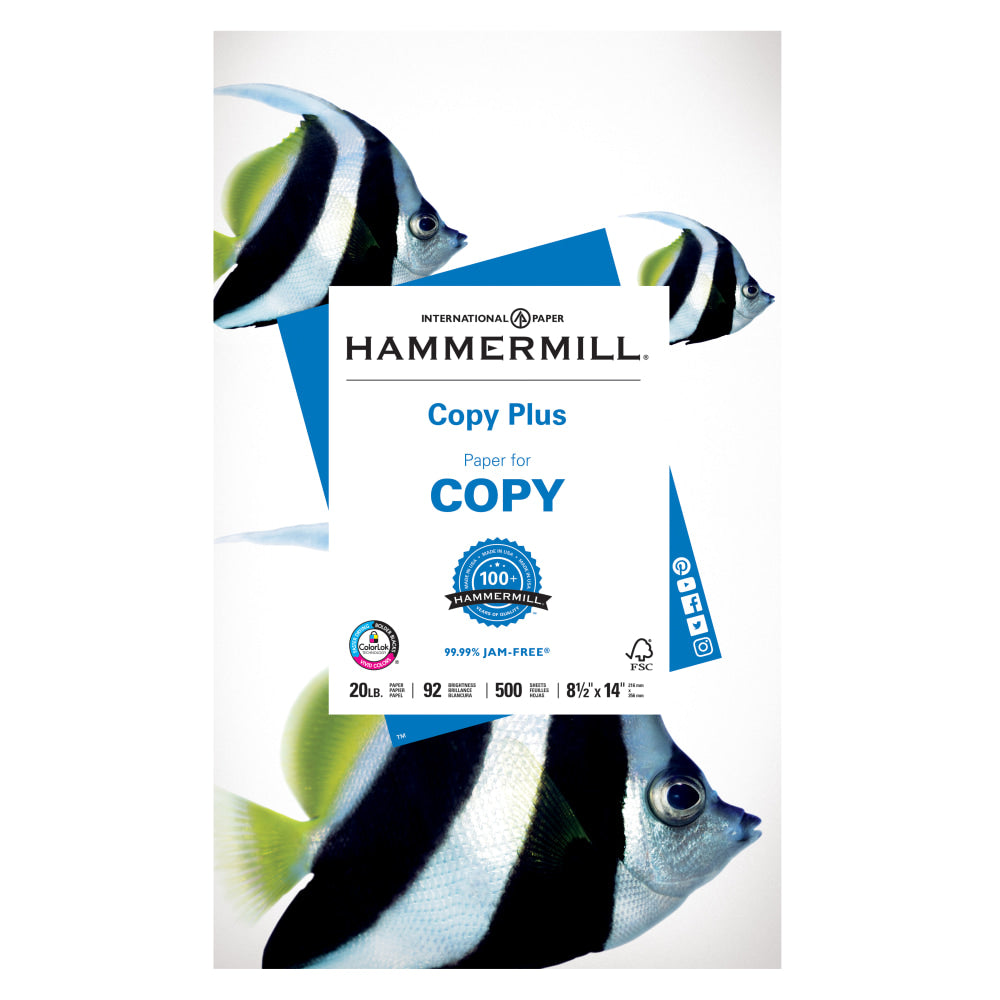 Hammermill Multi-Use Printer & Copy Paper, White, Legal (8.5in x 14in), 500 Sheets Per Ream, 20 Lb, 92 Brightness