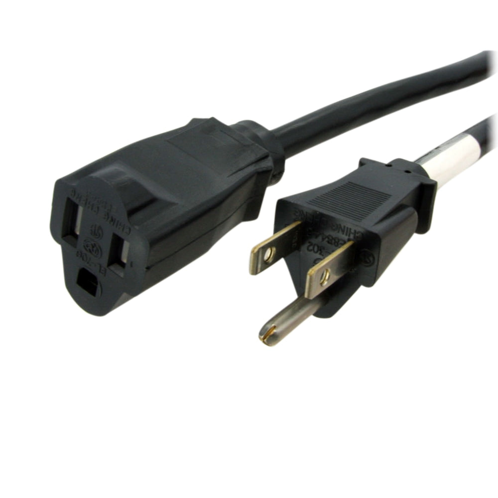 StarTech.com Power Extension Cable - 125V AC - 15A - 6ft - Black - Extend your power cord by 6ft - 6ft 5-15 Extension Cord / 6 ft NEMA Extension Cord / AC Power Extension Cord / 6 feet Power Extension Cable / NEMA 5-15R to NEMA 5-15P - Saves space