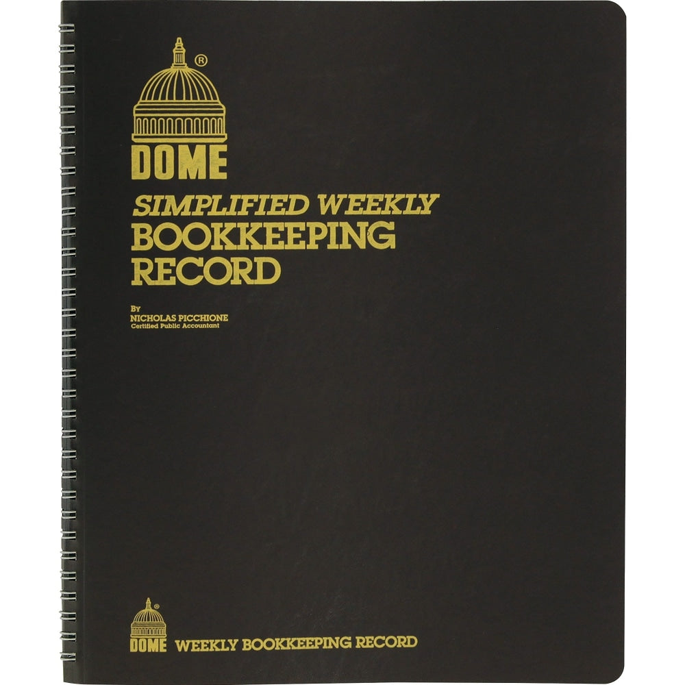 Dome Bookkeeping Record Book - 128 Sheet(s) - Wire Bound - 8.75in x 11.25in Sheet Size - Brown Cover - Recycled - 1 Each