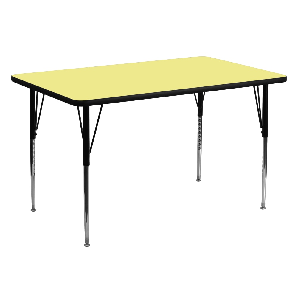 Flash Furniture Rectangular Thermal Laminate Activity Table With Standard Height-Adjustable Legs, 30-1/8inH x 30inW x 60inD, Yellow