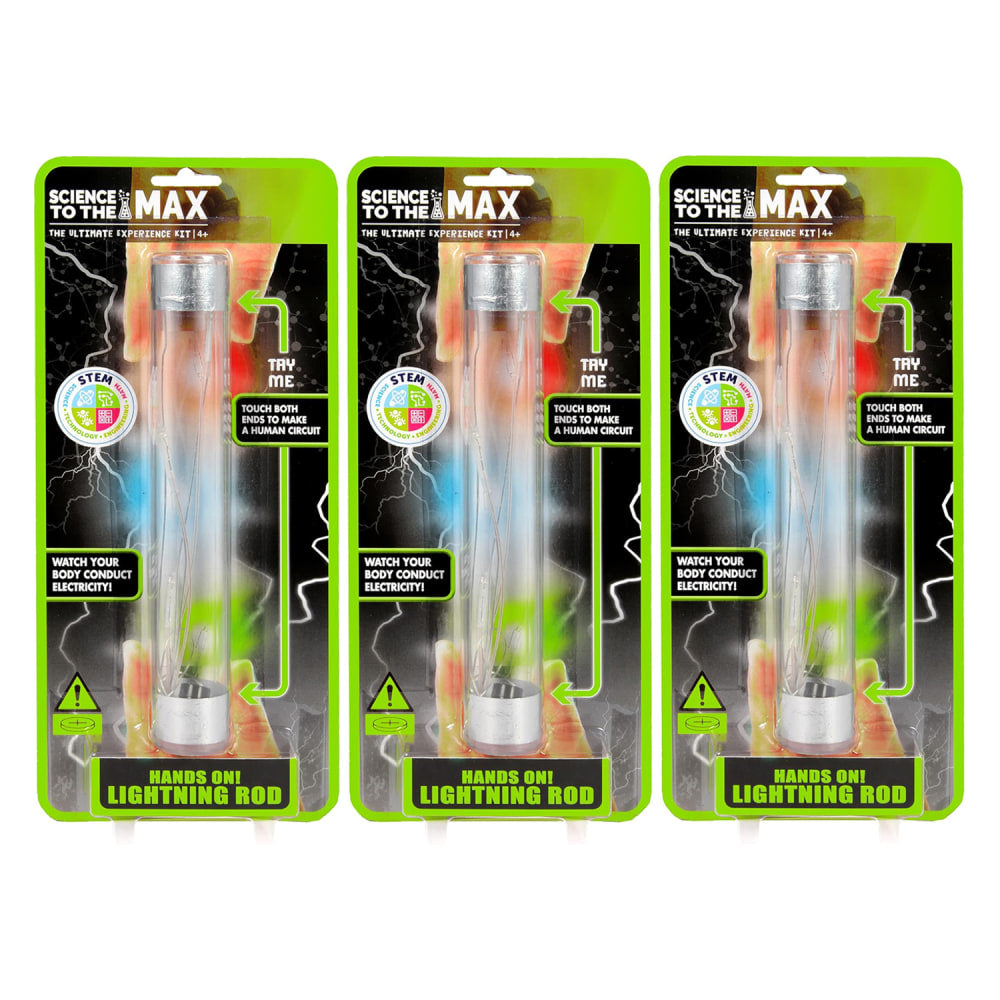 Science to the Max Hands On Lightning Rod - Educational Science Toy, Pack of 3