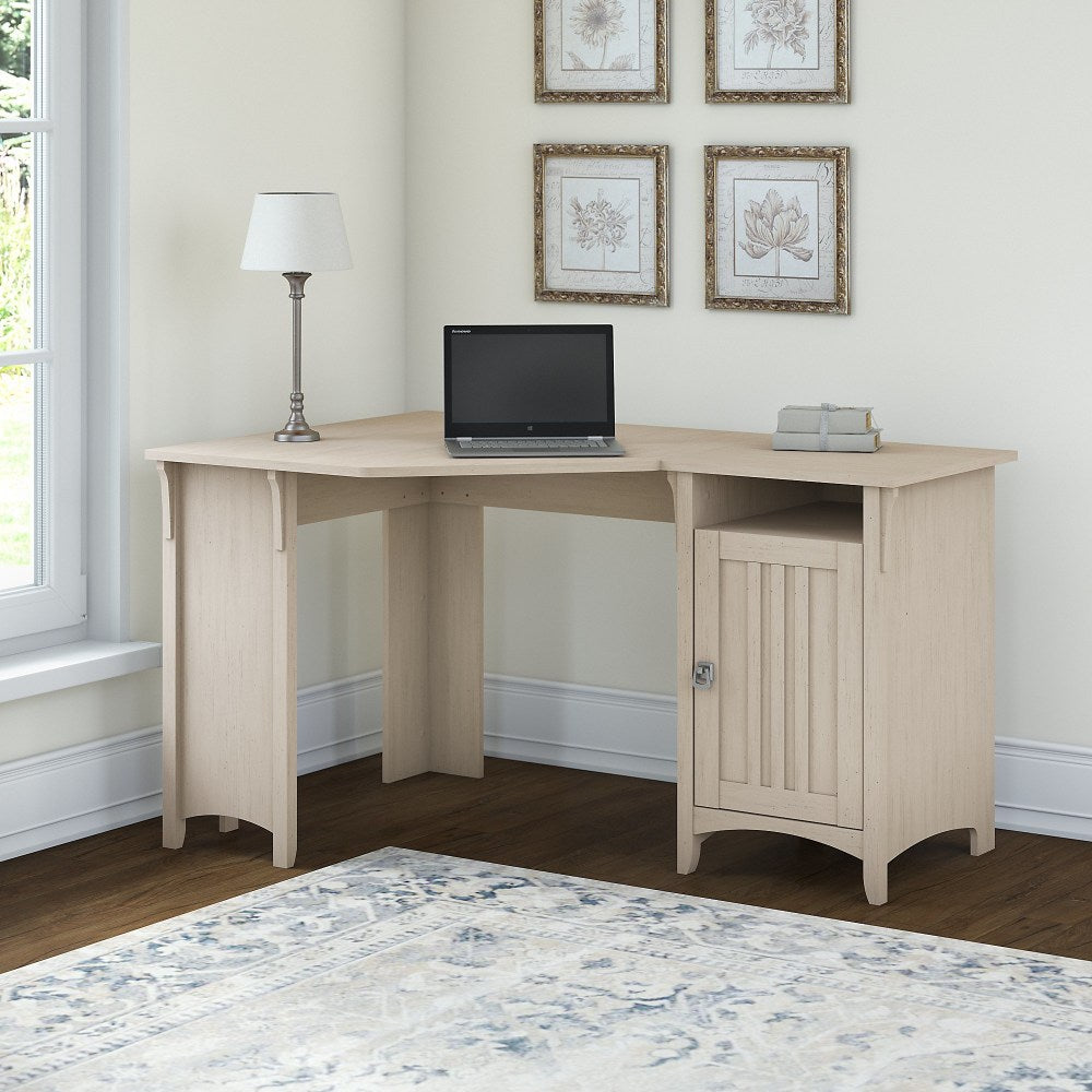 Bush Business Furniture Salinas 55inW Corner Desk With Storage, Antique White, Standard Delivery