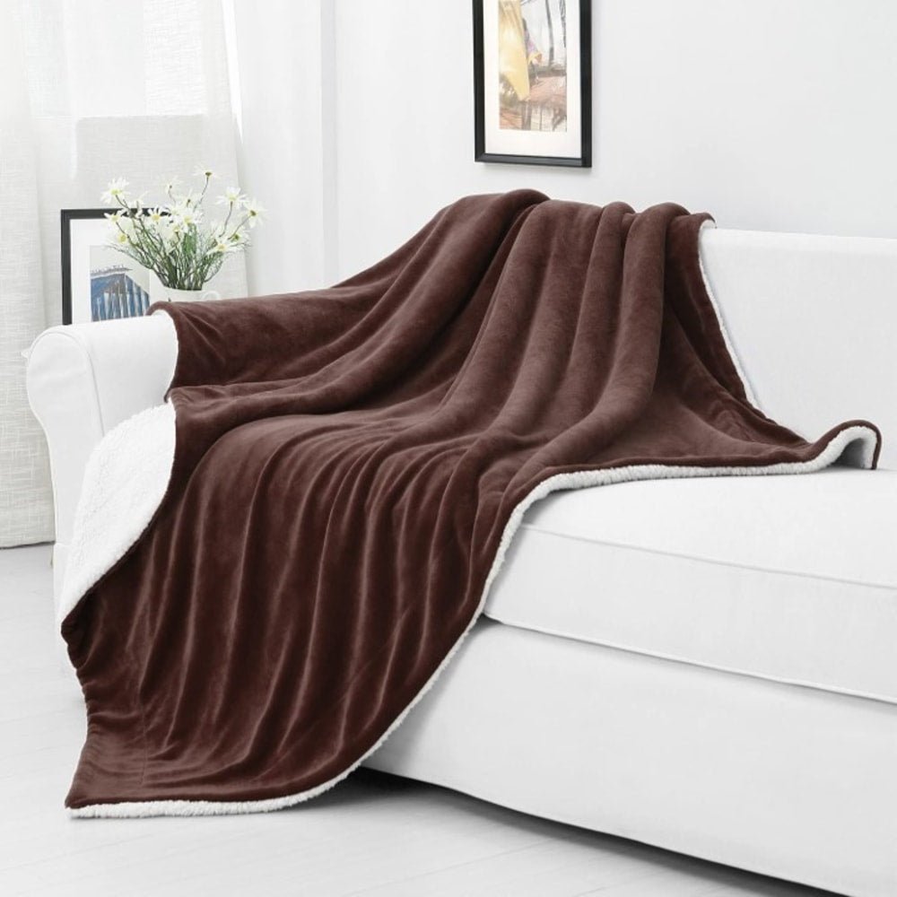 Sedona House Westinghouse Plush Sherpa Throw, 60in x 70in, Brown