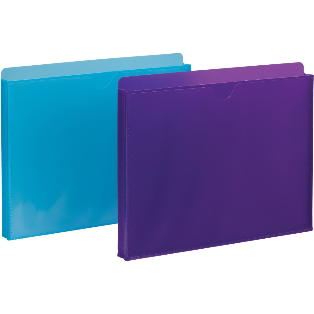 Smead Straight Tab Cut Letter File Jacket - 8 1/2in x 11in - 1in Expansion - Purple, Teal - 2 / Pack