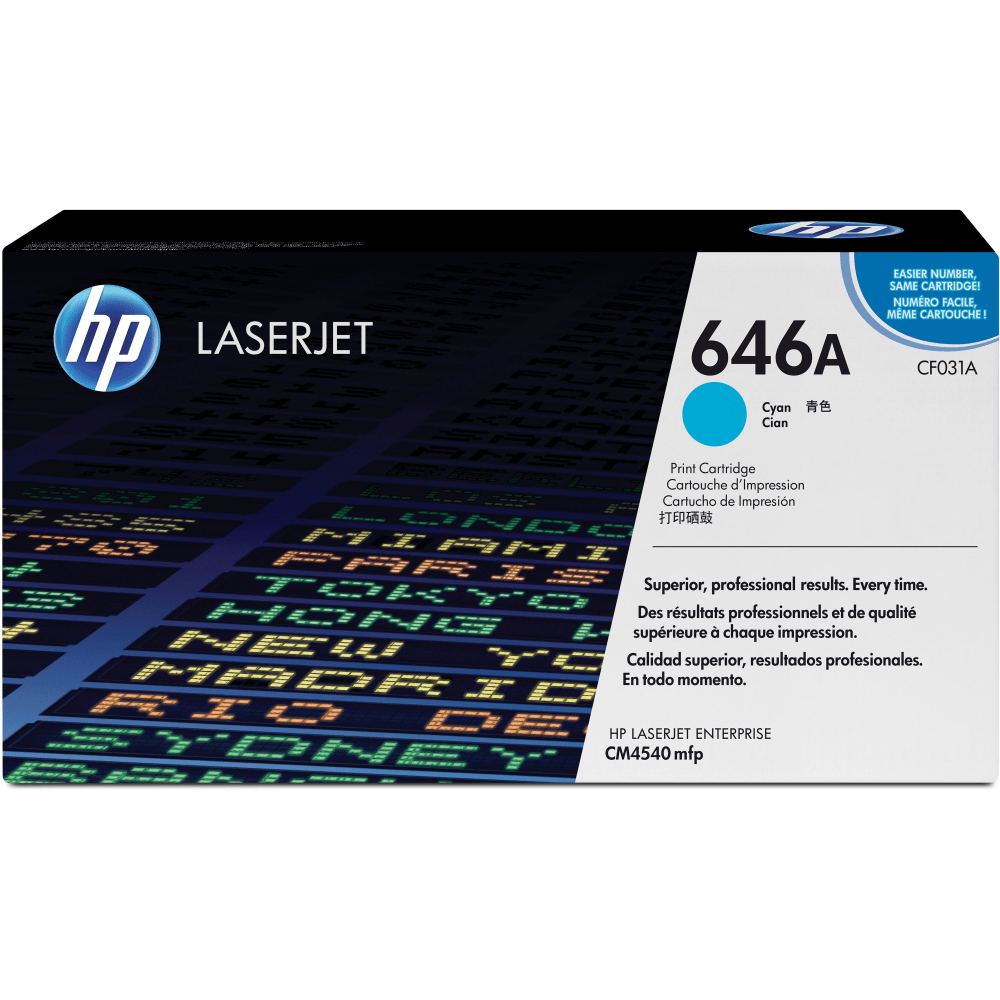 HP 646A Cyan Toner Cartridge, CF031A