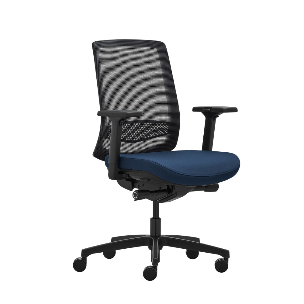 WorkPro Expanse Series Multifunction Ergonomic Mesh/Fabric Mid-Back Manager Chair, Black/Blue, BIFMA Compliant