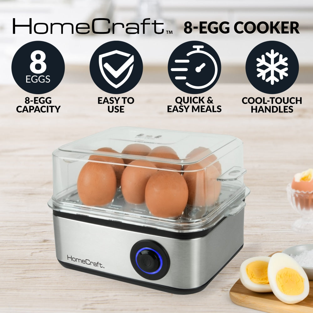 Nostalgia Electrics HomeCraft 8-Egg Cooker With Buzzer, Stainless Steel