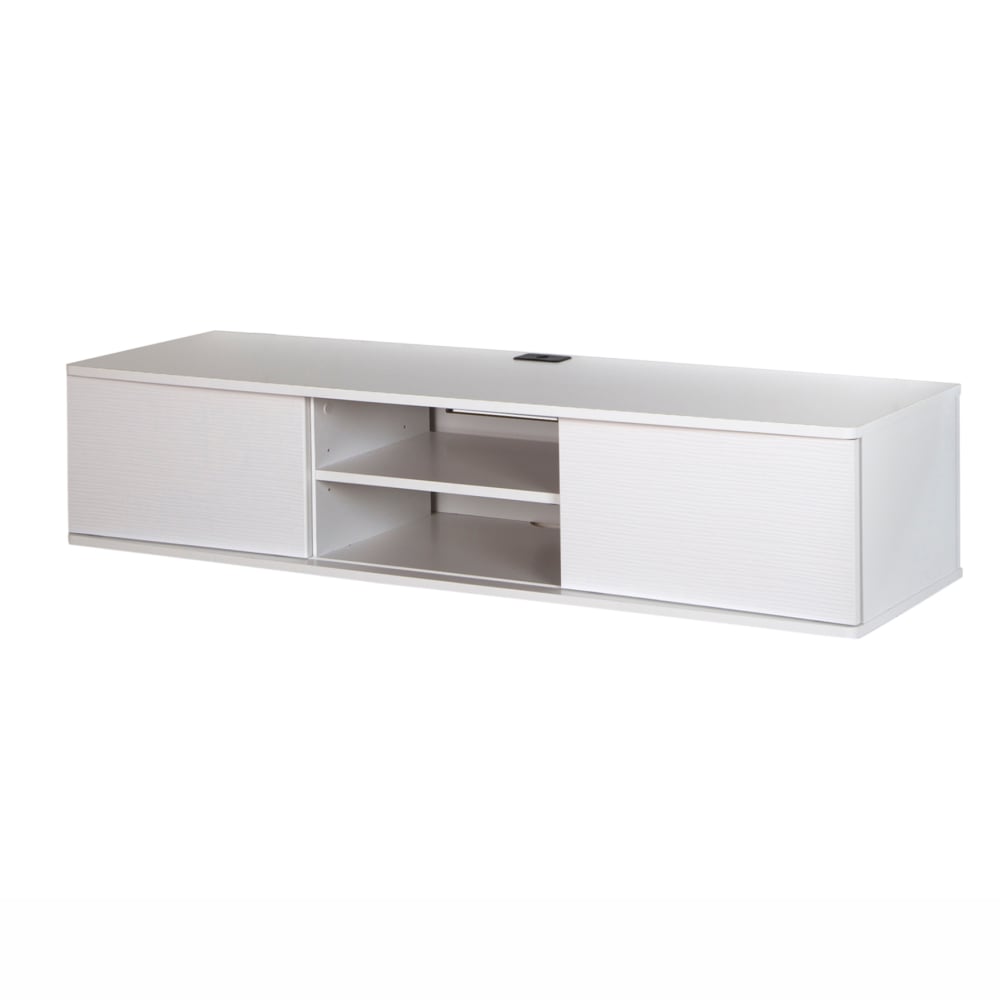 South Shore Agora 56in Wide Wall Mounted Media Console, Pure White