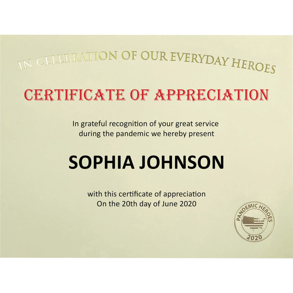 St. James Premium-Weight Certificates - 65 lb Basis Weight - "Everyday Heroes" - 8.5in x 11in - Inkjet, Laser Compatible - Ivory, Gold Foil - 25 / Pack - TAA Compliant