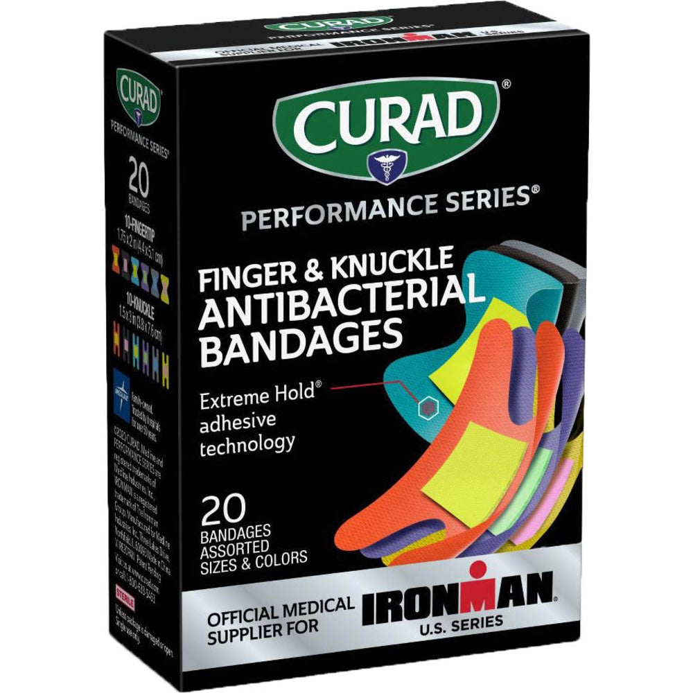 CURAD IRONMAN Performance Series Antibacterial Bandages, 1in x 3-1/4in, Pack Of 480 Bandages