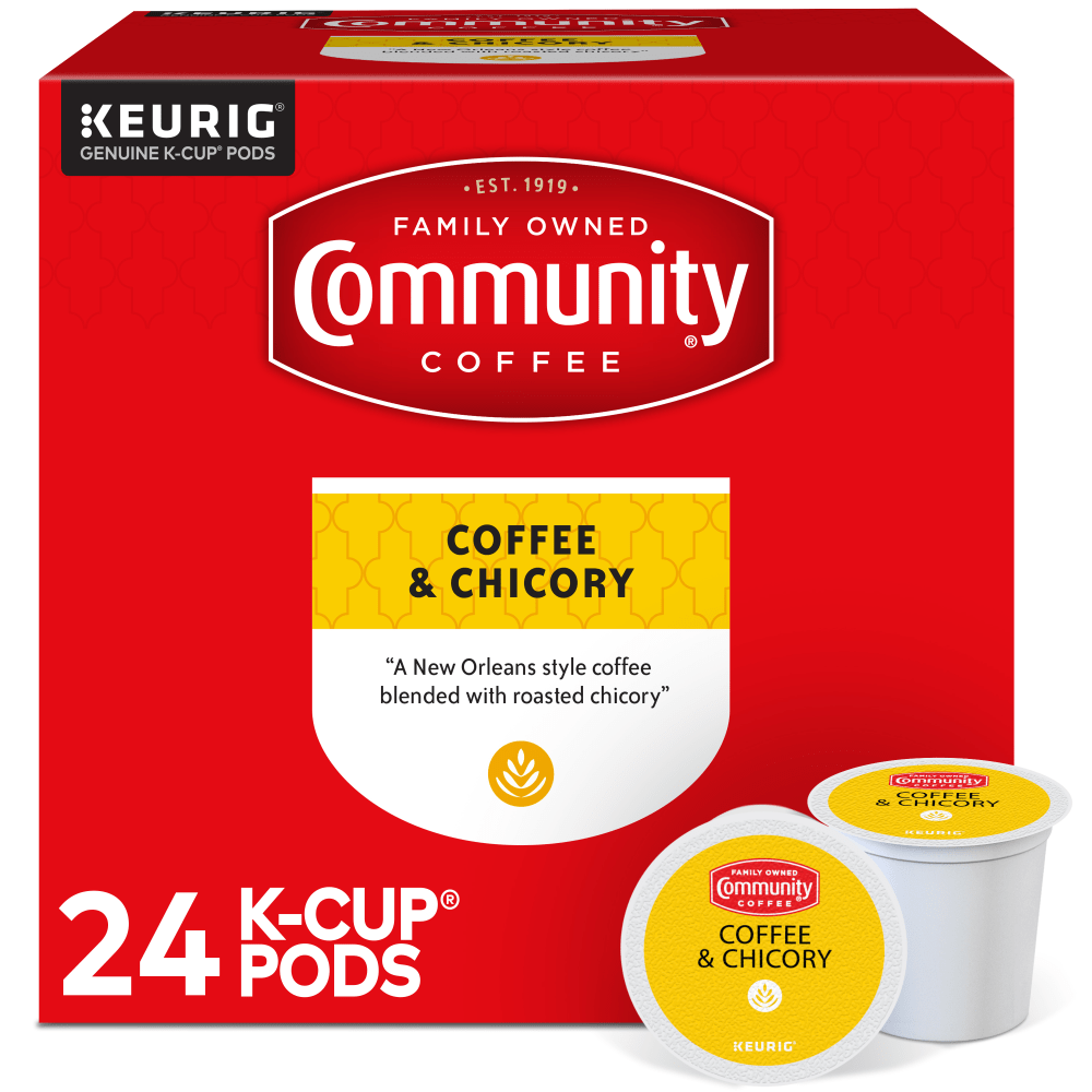 Community Coffee Keurig Single Serve K-Cup Pods, Coffee & Chicory, Box Of 24 Pods