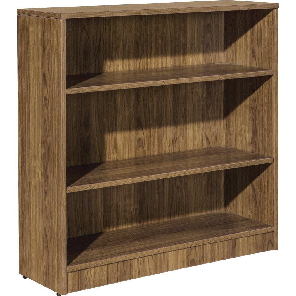 Lorell 36inH 3-Shelf Bookcase, Walnut