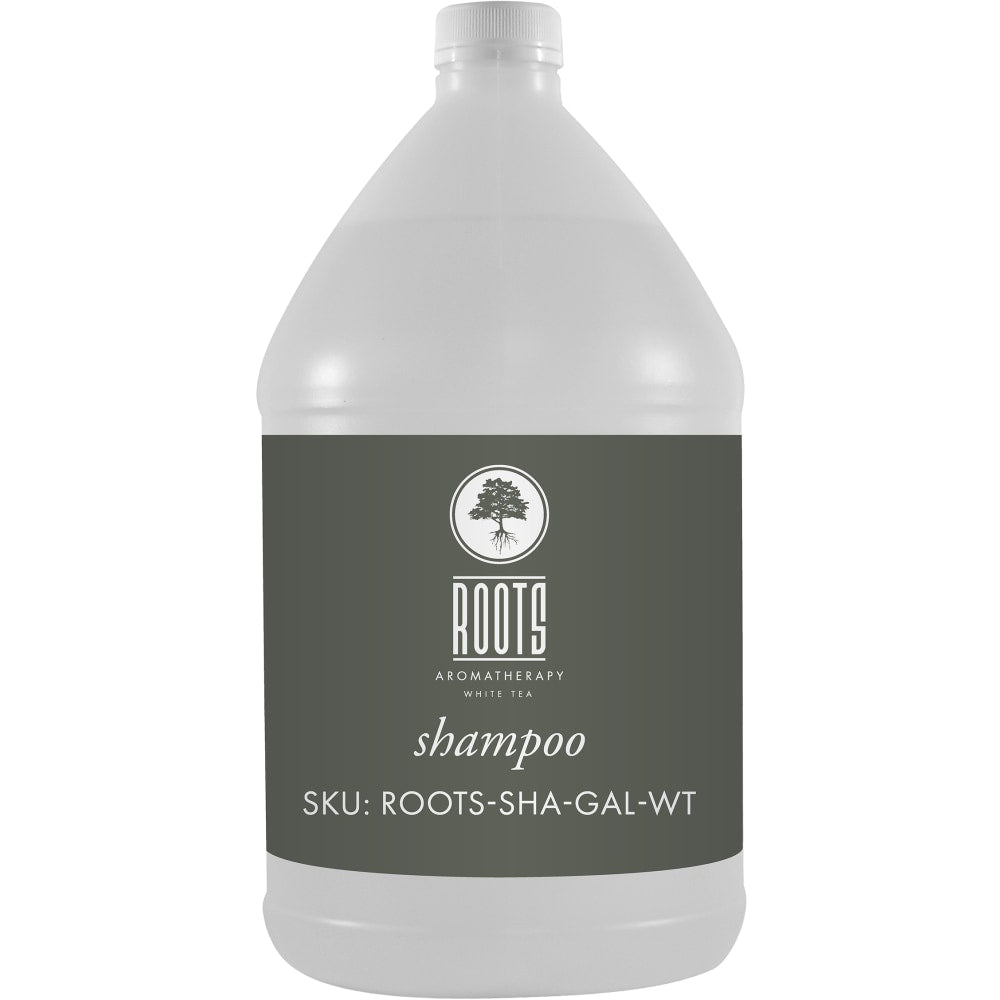 Hotel Emporium Bulk Shampoo, Roots Aromatherapy White Tea, 1 Gallon, Case Of 4 Bottles