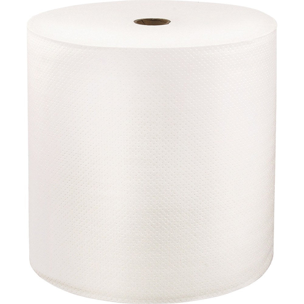 LoCor Hardwound Roll Towels - 1 Ply - 8in x 1000 ft - Bright White - Fiber - Eco-friendly, Soft, Absorbent, Strong - For Hand - 6 / Carton - 1 Ply - 8in x 1000 ft - Bright White - Fiber - 6 / Carton