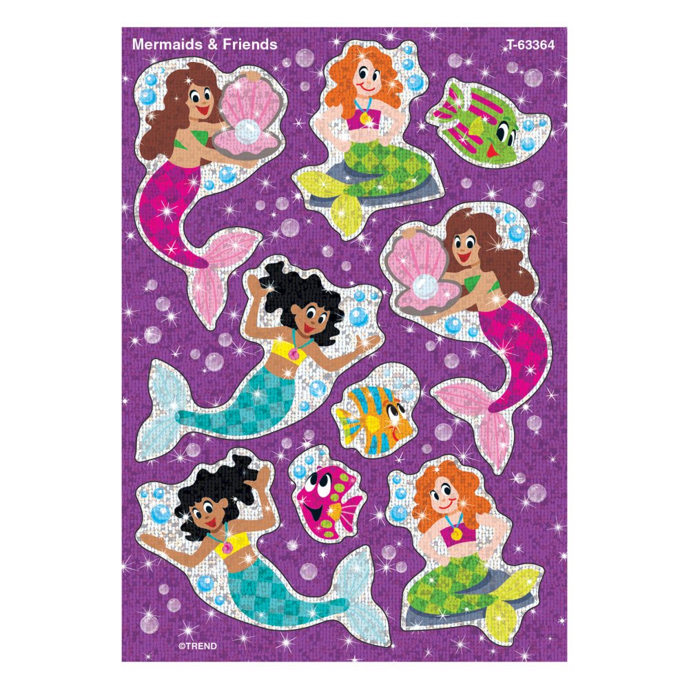 Trend Sparkle Stickers, Mermaids & Friends, 18 Stickers Per Pack, Set Of 6 Packs