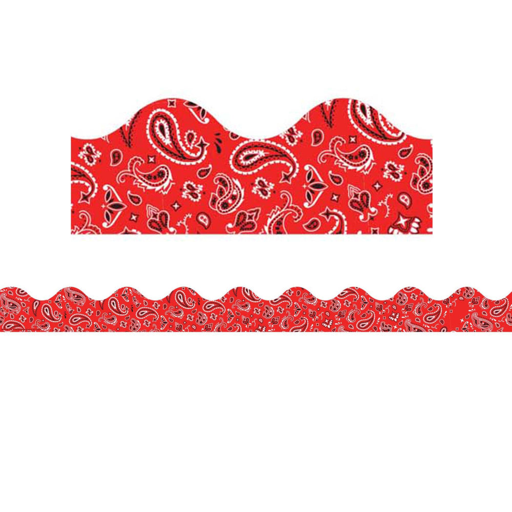 Eureka School Extra-Wide Deco Trim, Red Bandana, 37' Per Pack, Set Of 6 Packs