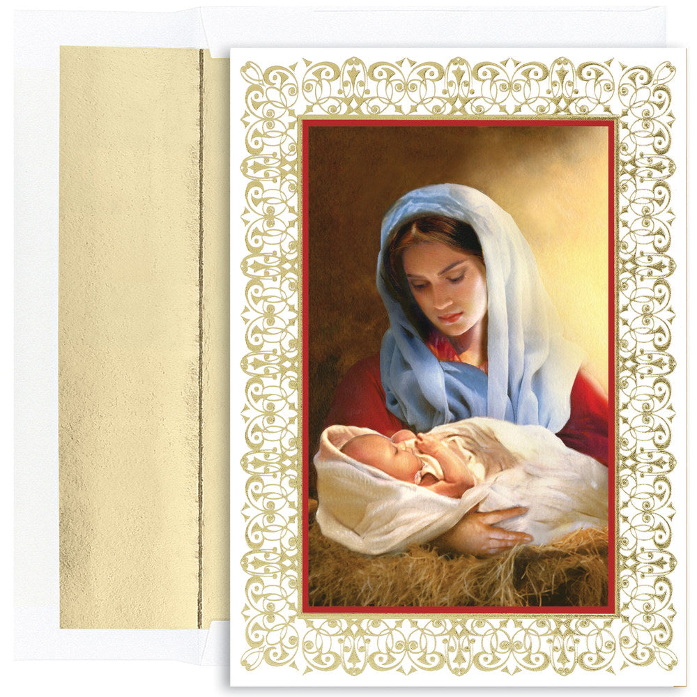 Great Papers! Holiday Greeting Cards With Envelopes, 7 7/8in x 5 5/8in, Madonna And Child, Pack Of 16