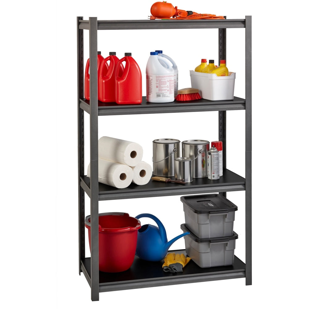 Lorell Steel Shelving Unit, 4 Shelves, 30% Recycled, Black