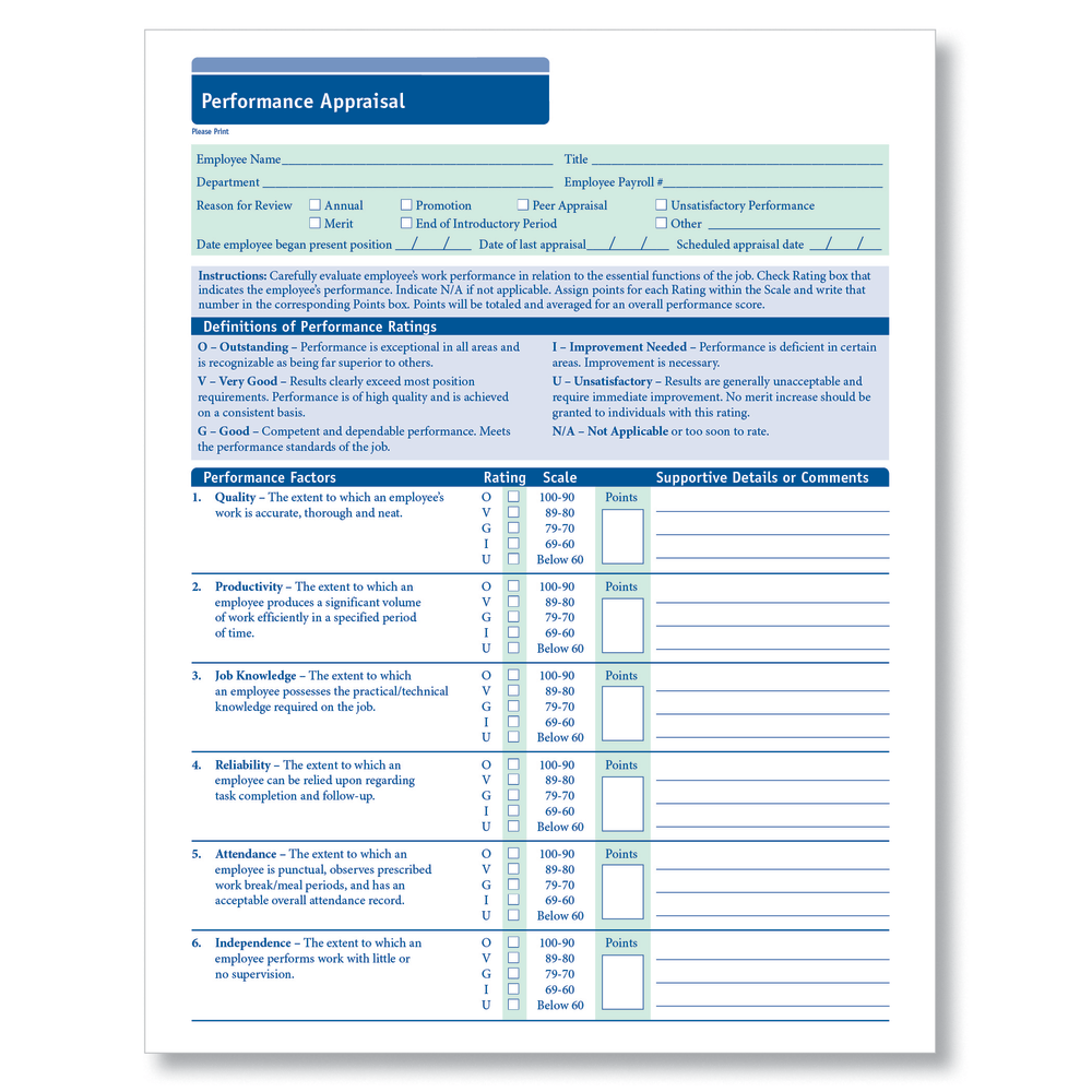 ComplyRight Performance Appraisal Forms, 11in x 17in, White, Pack Of 50