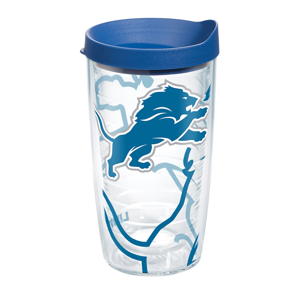 Tervis NFL Tumbler With Lid, 16 Oz, Detroit Lions, Clear