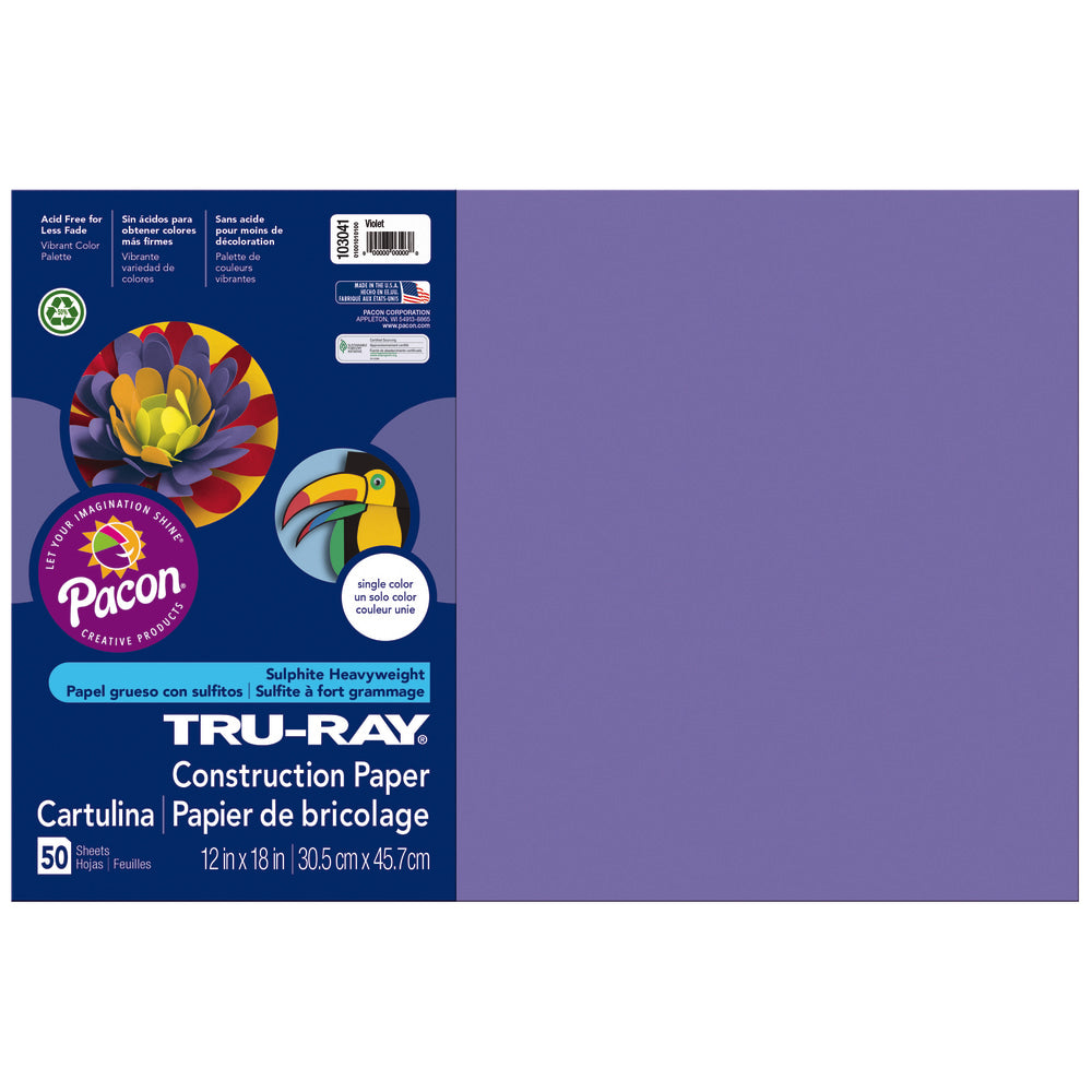 Tru-Ray Construction Paper, 50% Recycled, 12in x 18in, Violet, Pack Of 50