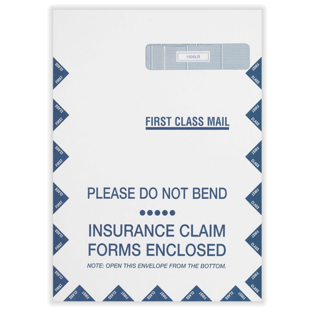 ComplyRight Right-Window Jumbo Envelopes For CMS-1500 Health Insurance Forms, Self-Seal, White, 9in x 12-1/2in, Pack Of 500