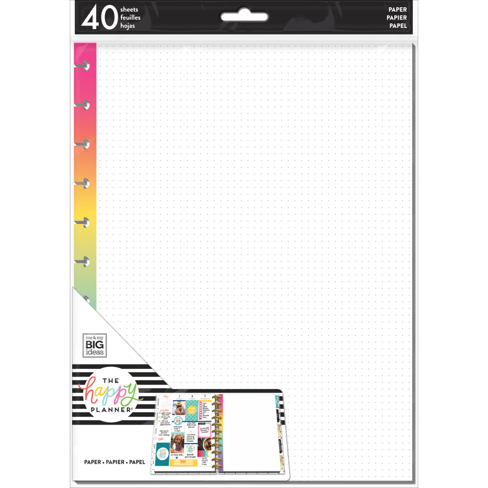 Happy Planner Big Filler Paper, 8-1/2in x 11in, 40 Sheets, Rainbow Dot Grid