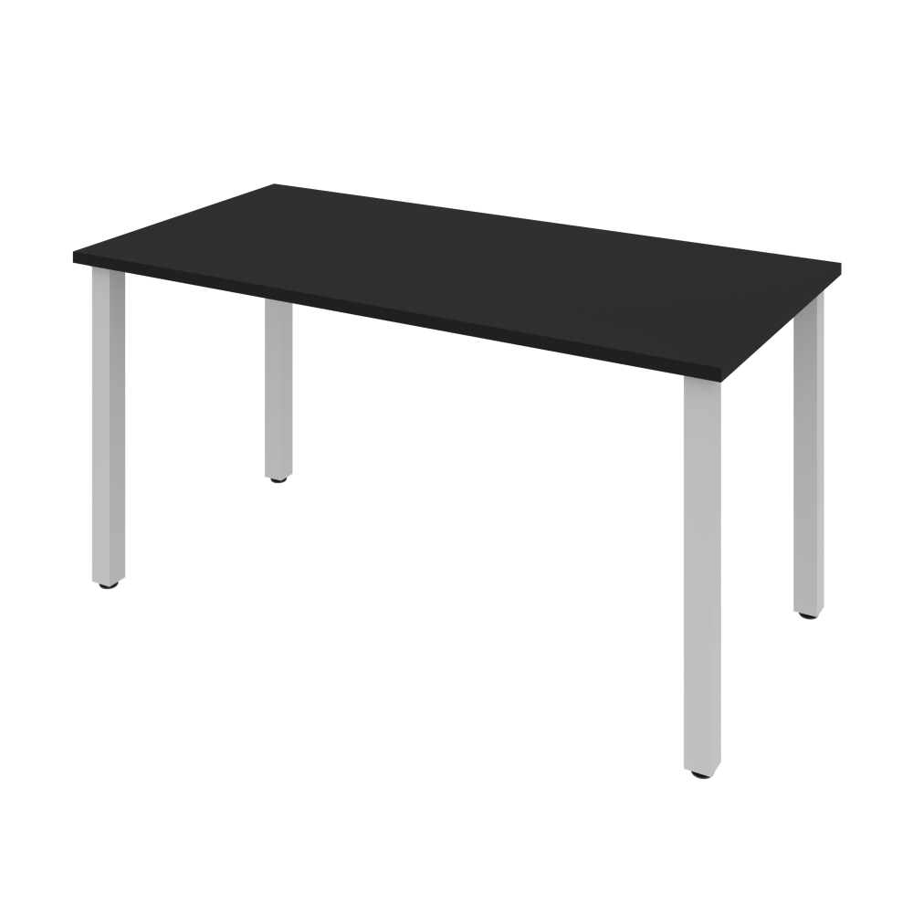 Bestar Universal 60inW Table Computer Desk With Square Metal Legs, Black