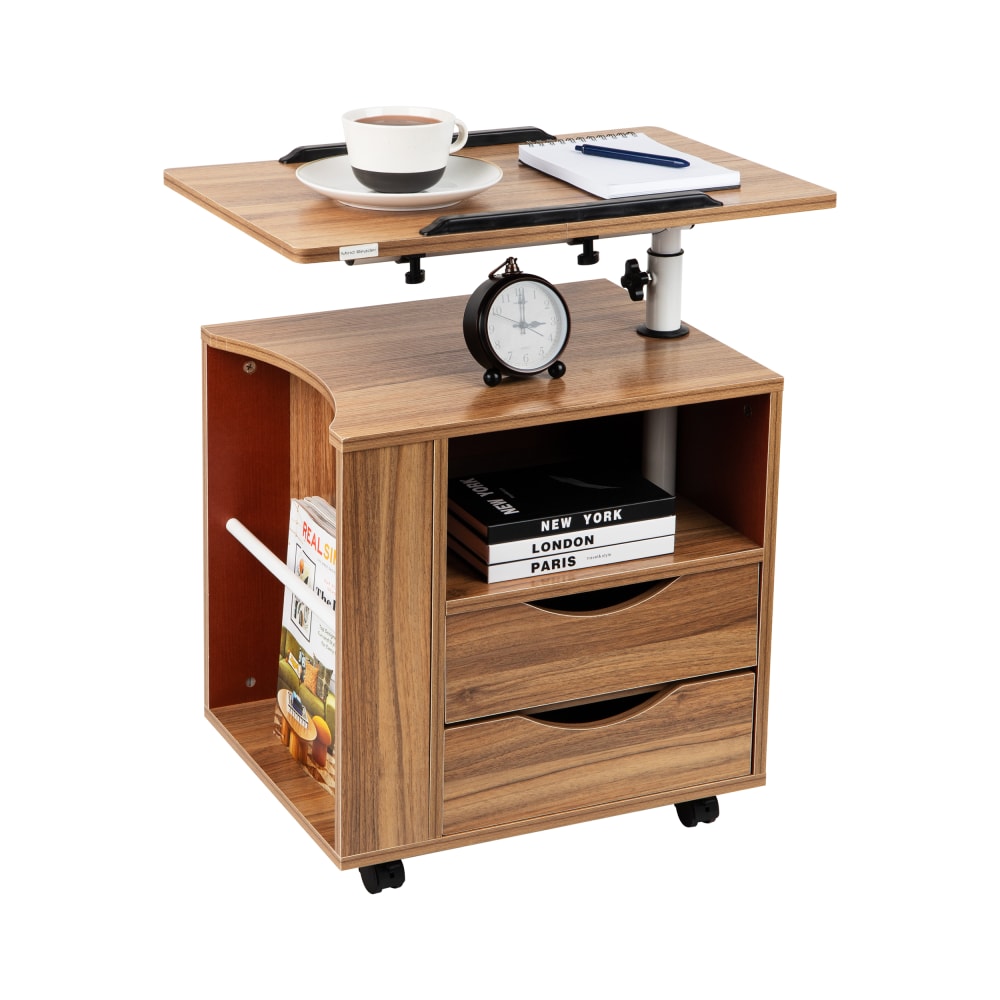 Mind Reader Woodland Collection 15-3/4in W Swivel Tiltable Desktop Office Workstation with Storage Wood and Metal, Brown